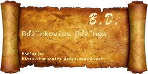 Bárkovics Dénes névjegykártya